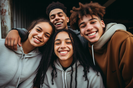 black teens taking group pic